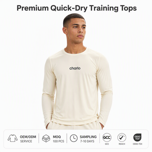 Charlo Men Premium Quick-Dry <b>Training</b> Gym <b>Top</b> Moisture Wicking <b>Long</b> <b>Sleeve</b> Athletic Performance Fit Gym Workout Custom Bulk - Product Image 1