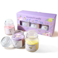 Coffret cadeau de bougies parfumées tricolores aux senteurs d'osmanthus, de rose et de lavande, coffret cadeau de mariage