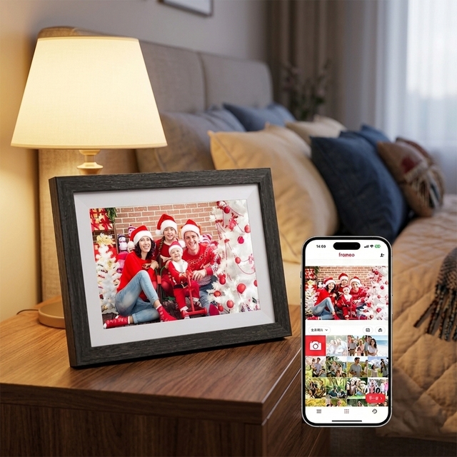 Hot Sale 10 Inch Solid Wood & Plastic Smart Digital Photo Frame Android OS Video Playback (MP4) Touchscreen IPS Display Frameo