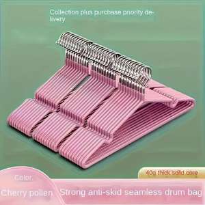 Porte-vêtements suspendu de luxe sans effort avec crochets en plastique, couleur pollen de cerisier, 40g, cœur épais et solide, antidérapant, sac enrouleur sans couture - Product Image 3