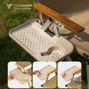 Portavasos Portátil con Bandeja de Almacenamiento Lateral, 31x19cm, Plegable, de PP, para Exteriores, Camping, Bandeja de Expansión para Reposabrazos - Product Image 4
