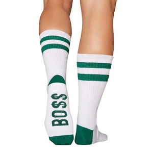 Vente en gros pas cher Designer décontracté Jacquard tricoté lettre chaussettes patron deux rayures blanc équipage coton chaussettes de travail - Product Image 1