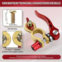 Connecteurs de borne de batterie en laiton M8x25mm boulon extrémités de câble de batterie pince borne de batterie de voiture à dégagement rapide avec anti-corrosion