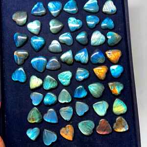 MAHNAJ <b>GEMS</b> Gatural Heart Shape Blue <b>Fire</b> Labradorite Gemstone Polished Loose Labradorite Cabochon <b>Stone</b> Gemstone for Jewelry - Product Image 1