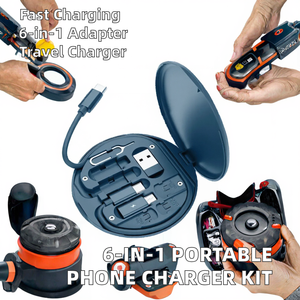 Kit Adattatore di Ricarica Portatile 6-in-1 per Telefono con Cavo USB Type-C da 0,2M Rivestimento in Nylon Intrecciato Ricarica Rapida Set da Viaggio per Cellulare - Product Image 2