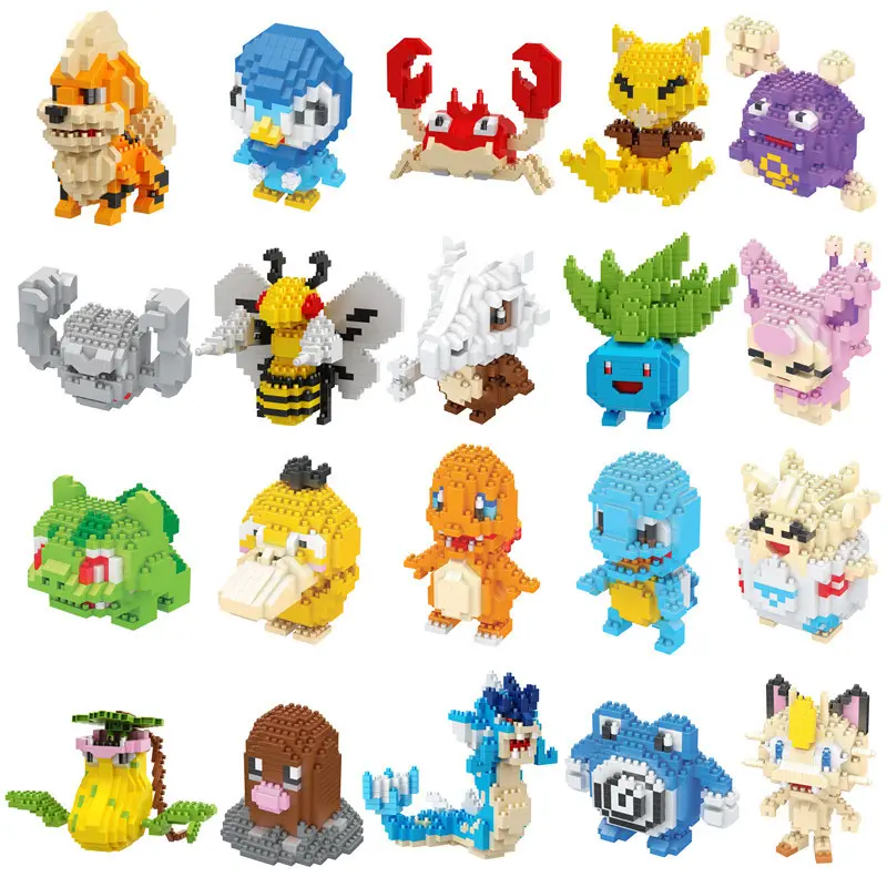 Hot Selling Micro Building Blocks Pokemoned Figures Monster Little Fire Dragon Diamond Mini Brick Toys