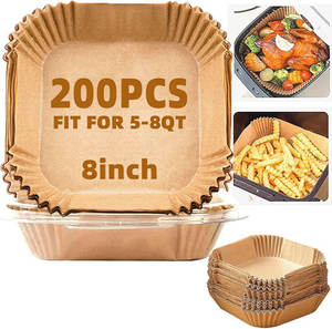Papel de Hornear Antiadherente Sin PFAS para Freidora de Aire, 200 Hojas de 8 y 6.<span class=keywords><strong>5</strong></span> Pulgadas, Papel de Hornear Recubierto para Uso Doméstico - Product Image 1