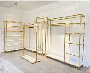 Nouveau présentoir mural en or pour t-shirts et vêtements, système complet de présentation pour magasin de vêtements - Product Image 4