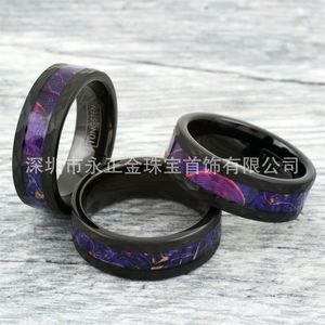 Tg 8 mét của nam giới tungsten carbide Ring với thiết lập màu đen và màu tím gỗ Inlay cổ điển Wedding ban nhạc thời trang đồ trang sức phụ kiện - Product Image 4