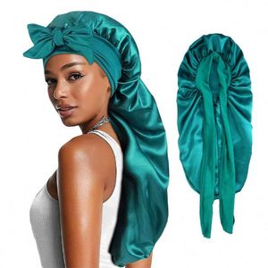 Meilleures ventes 2025 : Bonnet de nuit en satin de haute qualité avec long cordon élastique, bonnets personnalisés, foulards pour cheveux en soie avec logo - Product Image 2