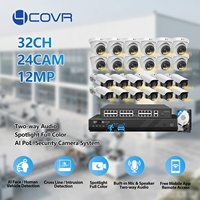 4COVR 24Pcs 12Mp 32 Channel Sistem Kamera Keamanan 6K PoE IP Full Color Audio 2 Arah Deteksi Gerakan Manusia AI CCTV Pengawasan
