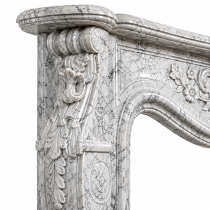 Traditional Marble <b>Fireplace</b> Mantel With Ornate Carving Imperial Blue Stone Indoor Wood Burning Hearth For Dining Room - Product Image 4
