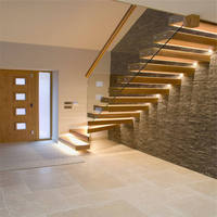 Realgrees – escalier droit personnalisé en porte-à-faux, escalier intérieur flottant en bois moderne avec marches en bois, escaliers d'intérieur