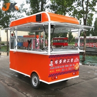 Chariot de restauration rapide électrique en acier inoxydable à trois roues, semi-fermé, camion de cuisine intégré, stand mobile pour petit-déjeuner, hot-dogs