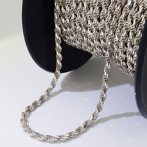工場直送 ダイヤモンドカット ロープチェーン 4mm マルチサイズ 925スターリングシルバー ロープチェーン メンズジュエリー製作 ヤードまたはロール単位販売 - Product Image 3