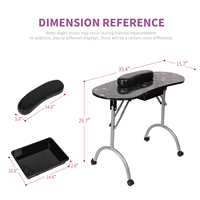 Salon de beauté Table à ongles moderne à la mode Table de manucure pliante Portable Nail Desk Black Metal Iron Salon Furniture Plastic