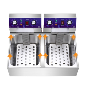 <span class=keywords><strong>Friteuse</strong></span> électrique professionnelle HENGZHI à double cuve en acier inoxydable <span class=keywords><strong>3000W</strong></span> certifiée CE avec garantie d'un an pour une cuisson rapide - Product Image 3