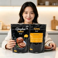 Sacs d'emballage pour café avec logo personnalisé imprimé, pochettes verticales en PE Mylar avec fermeture éclair, résistantes à l'humidité, 100g 500g, pour aliments (viande)