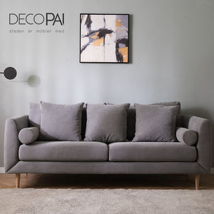 Nórdicos Eruopen tapicería tela suave Sala muebles de madera moderna pierna <span class=keywords><strong>2</strong></span> asiento 3 asiento chaise longue sofá - Product Image 3