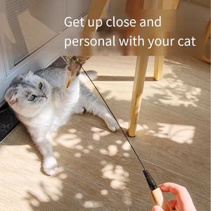 Hochwertiger Massivholz griff <span class=keywords><strong>Cat</strong></span> Teaser Stick <span class=keywords><strong>Cat</strong></span> Interactive Toy <span class=keywords><strong>Feather</strong></span> Tease Stick für Katzen - Product Image 4