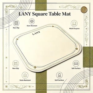 LANY 31.5in × 31.5in Square <b>Table</b> Mat, Classic American Style Anti-Slip Desk Pad for Dining, Game Nights and Home Decor - Product Image 2