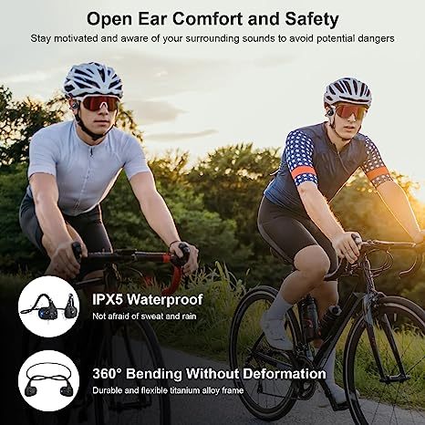 Air Conduction Wireless Earphones Open Ear Design IPX5 Waterproof Sports Headphones with Built-in Mic Bluetooth 5.2