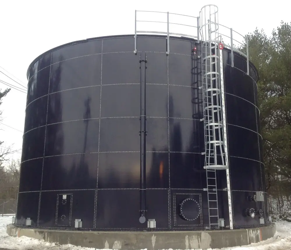Réservoir de récolte d'eau de pluie cylindrique en acier boulonné
