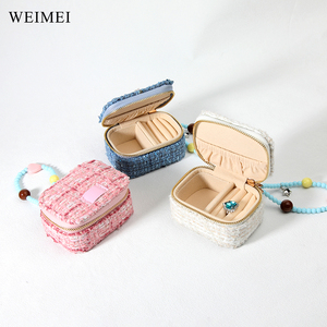 WEIMEI Custom Macaron-colored Portable Jewelry Storage Bag Jewelry Travel Organizer <b>Box</b> Ring Necklace <b>Earring</b> with Beaded Chain - Product Image 1