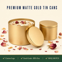 Boîte en métal doré avec couvercle, boîte ronde pour bougies, conteneur en aluminium cylindrique pour emballage de cadeaux cosmétiques, vente en gros