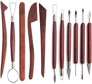 Kit d'outils <span class=keywords><strong>de</strong></span> sculpture en bois double face pour la fabrication d'<span class=keywords><strong>argile</strong></span>, 11 pièces - Product Image 1