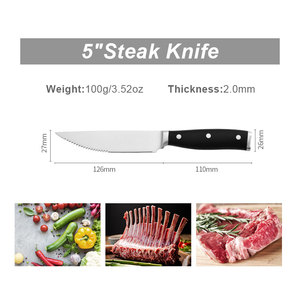 Set di 6 <span class=keywords><strong>Coltelli</strong></span> <span class=keywords><strong>da</strong></span> Bistecca Semi-seghettati di Alta Gamma in Acciaio 5CR15MOV, Ultra Affilati, con Manico Integrale in ABS, per Ristoranti - Product Image 3