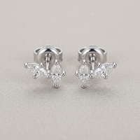 Pendientes de Oro Sólido de 18K con Diamantes Creados en Laboratorio, Corte Marquesa Floral, 0.3CTW, Certificación IGI CVD/HPHT VVS, Joyería Fina para Aniversario