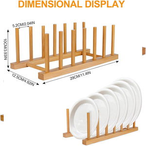 Wooden Display <b>Rack</b> Multi Purpose Portable Installation Free For <b>Plates</b> Cups Saucers Tea Cakes Bowls Storage Shelf - Product Image 2