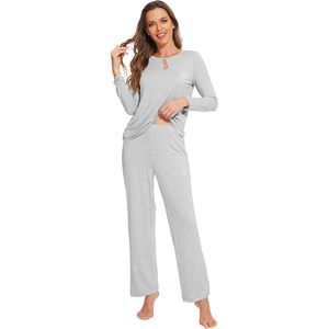 Ensemble de pyjamas pour femmes en viscose de bambou, haut à manches longues et pantalon, léger et confortable, tailles S à XXL - Product Image 1