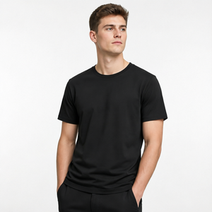 เสื้อยืดผู้ชายสีเทาอ่อนคอกลมแขนสั้นผ้าฝ้ายลำลองสตรีทแวร์ - Product Image 1