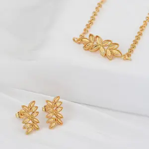 High Grade Fashion New Design Handmade Ornaments Embroidery 18k Gold Plated 1 Set Copper Jewelry For Women