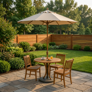 Modern Outdoor <b>Garden</b> <b>Table</b> Set with Teak Solid Wood Chairs and Sunshade for Patio Dining - Product Image 3
