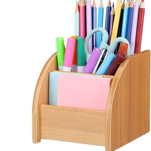 Portalápices multifuncional de escritorio, caja de almacenamiento de madera para oficina, caja de almacenamiento para el hogar y útiles escolares, portalápices de madera maciza - Product Image 5