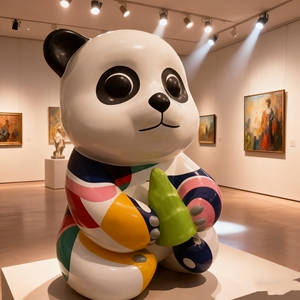 CS185 Lightweight FRP Polygonal Panda Sculpture Geometric Panda Artwork for Boutique Shop Mall Entrance Streetscape <b>Decoration</b> - Product Image 5