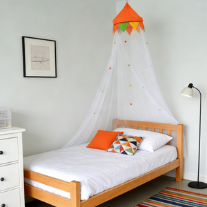 <span class=keywords><strong>Moustiquaire</strong></span> de lit <span class=keywords><strong>tipi</strong></span> pour enfants, tente de lit suspendue avec pompons et drapeaux triangulaires colorés pour la décoration de chambre de filles et de garçons - Product Image 3