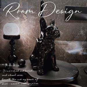 Nouveau créatif Style nordique décoration intérieure blanc noir salle de bain ensemble en céramique chien toilette <span class=keywords><strong>porte</strong></span>-<span class=keywords><strong>brosse</strong></span> pour salle de bain - Product Image 1