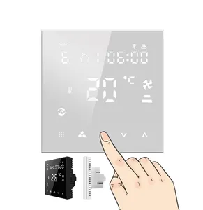 Sistem Unit kipas koil HVAC, termostat ruangan Digital WIFI pintar, kontrol AC pintar FCU, pompa panas pendingin Hysen