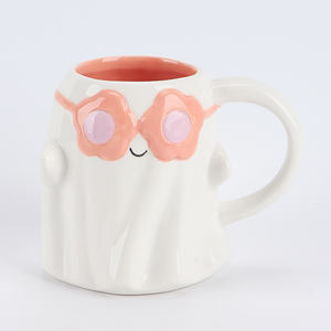 Adorable bol à céréales en céramique rose fantôme avec citrouille et chapeau <span class=keywords><strong>de</strong></span> sorcière, joli plat à <span class=keywords><strong>soupe</strong></span> d'Halloween, cadeau <span class=keywords><strong>de</strong></span> vacances étrange et charmant. - Product Image 5