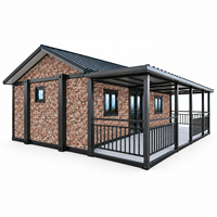 Maison conteneur pliable de 40 pieds avec porche couvert, maison de vacances moderne pour projets de villégiature en climat chaud