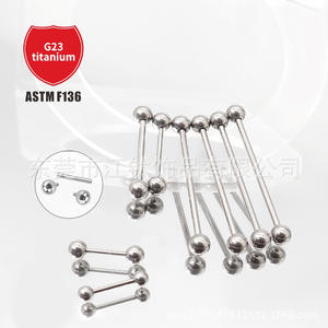 Piercing per l'orecchio a barra dritta in lega di titanio G23 con filettatura interna, anello da lingua per matrimonio; con zircone ASTM-F136 come pietra principale - Product Image 3