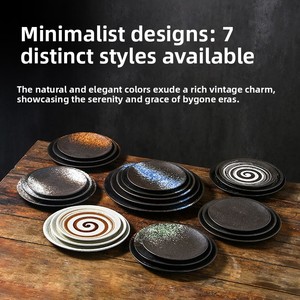 Assiette à dîner en céramique de style japonais, durable, pour restaurant de sushi, passe au micro-ondes, design minimaliste pour hôtels - Product Image 3