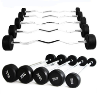 Barre d'haltères droite en acier avec revêtement en caoutchouc, poids 10-50kg/20kg, durable et universelle pour la musculation, la gym à domicile et le fitness