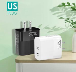 Cargador de Teléfono Móvil de 30W 2PD+tipo-c con Cabezal de Carga Dual PD para Reino Unido, Estados Unidos y Europa, para Carga Rápida de Móviles - Product Image 4