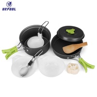 Kit de désordre en aluminium anodisé d'équipement de cuisinier extérieur portatif pour la randonnée des poêles à frire Batterie de cuisine de camping