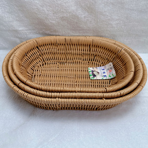 Woven Plastic Storage <b>Basket</b> Rectangle Handmade For Fruit Snacks Candy Desserts Household Use - Product Image 3